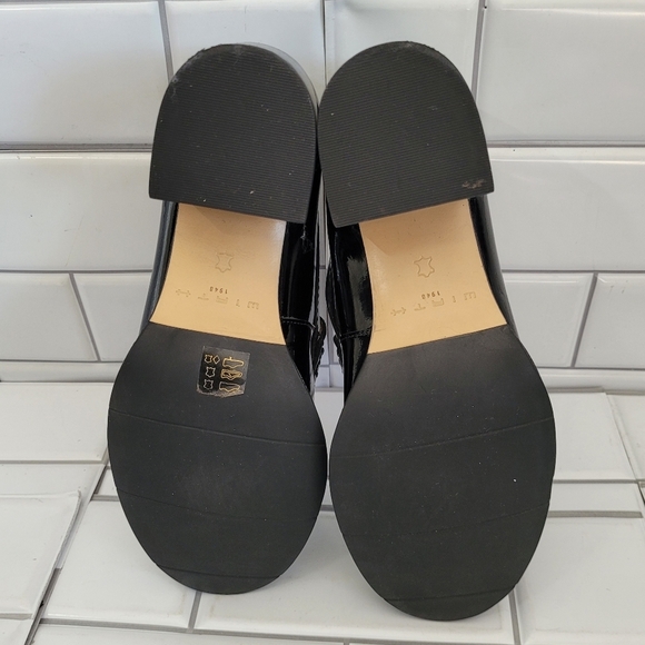WIRTH 1948 Made in Brazil Ladies Black Patent Leather Heeled Loafers 2in Block H - Picture 9 of 12